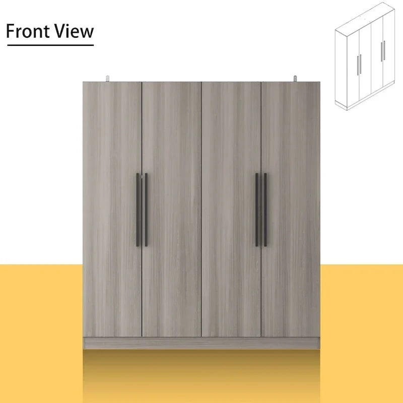 Modern Freestanding Solid Wood Wardrobe Closet With Storage Shelves