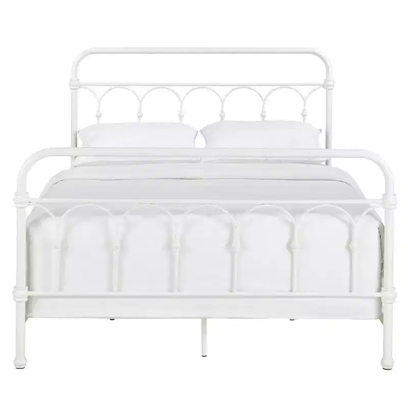 Caledonia Casted Knot Metal Queen Bed - Antique White - iNSPIRE Q