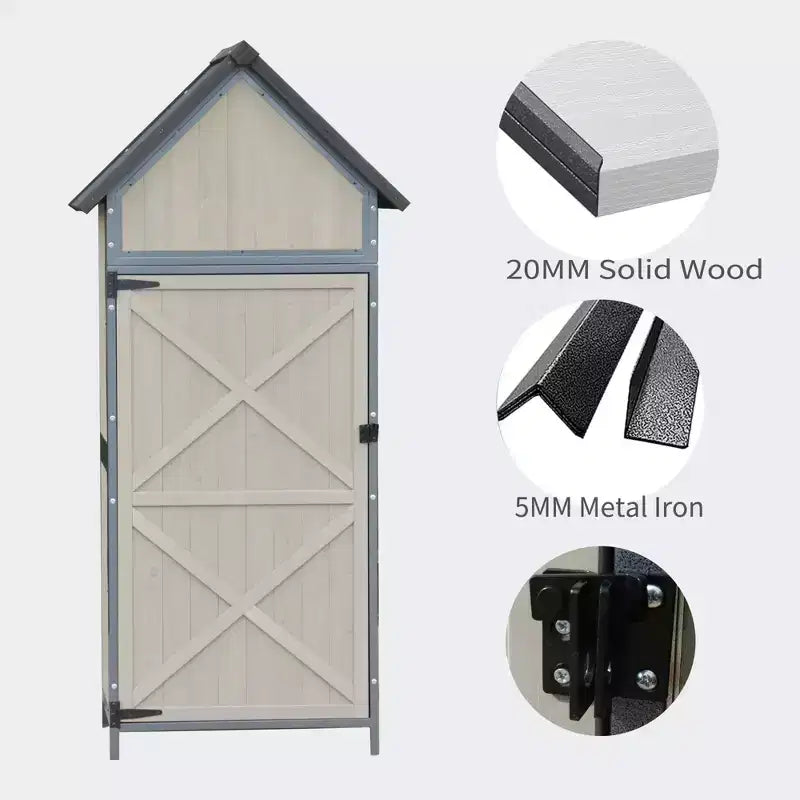 Outdoor Storage Shed with Floor, 68 Tall Garden Tool Shed with Adjustable Shelves