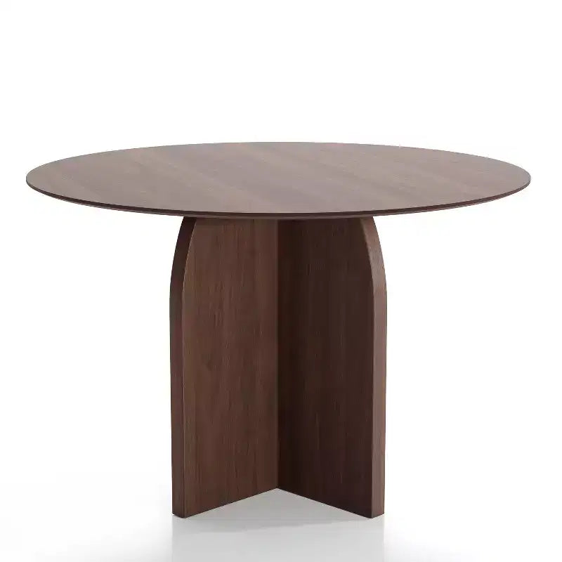 PexFix 45 x45 Solid Wood Round Dining Table with Walnut Finish and Elegant Arched Legs for Modern Dining Rooms & Kitchens
