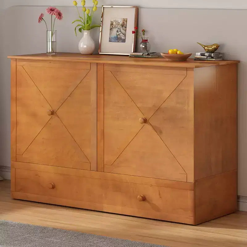 Mjkone Murphy Bed Queen,Cube Cabinet Chest Bed with Charging Station&Storage Space