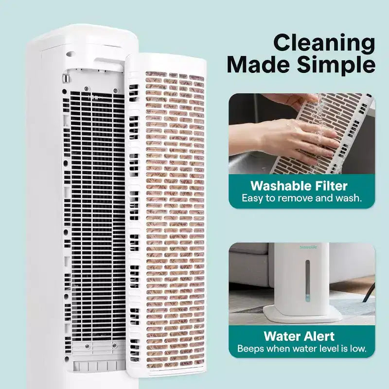 SereneLife Portable Evaporative Air Cooler  5L Detachable Water Tank - White
