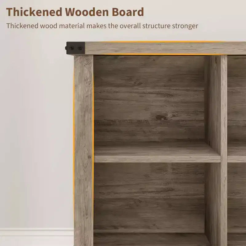 Étagère de rangement à 8 cubes, bibliothèque horizontale de style ferme, bibliothèque de rangement en bois de 157 cm pour entrée, étagères basses et longues pour salon
