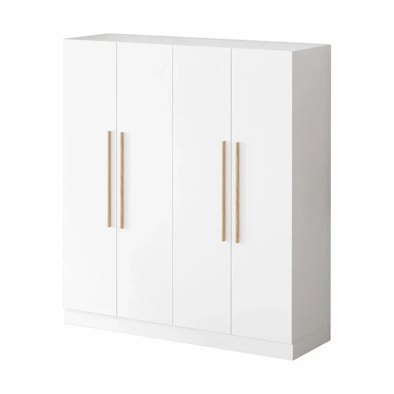 Modern Freestanding Solid Wood Wardrobe Closet With Storage Shelves