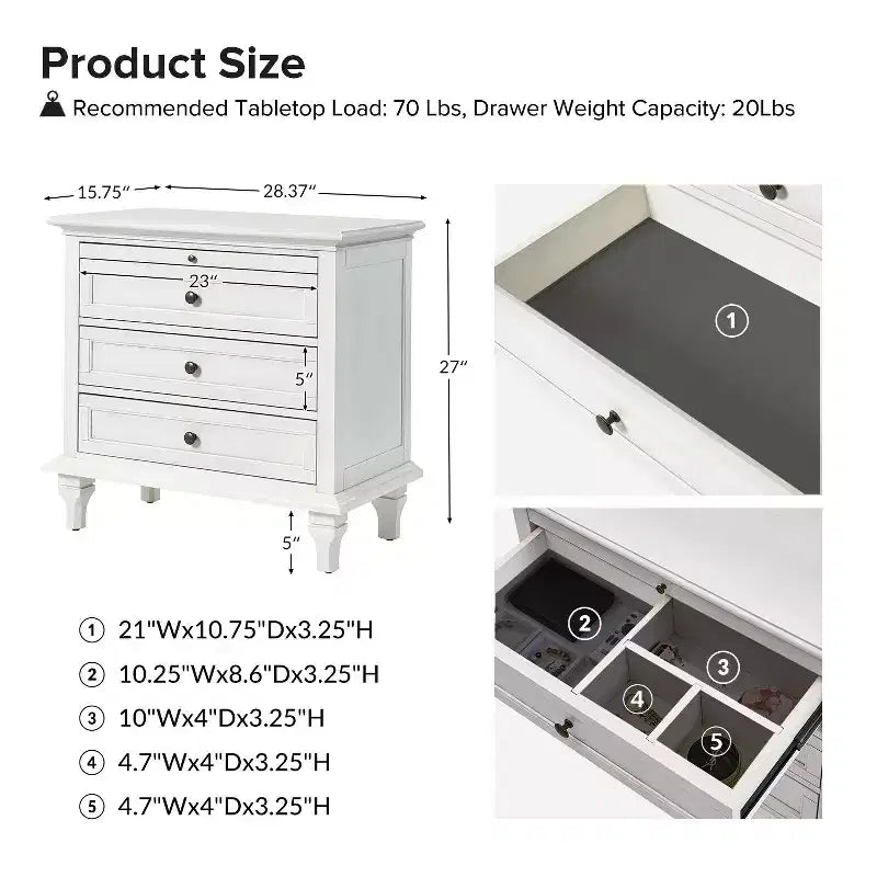 Giorgio 3 - Drawer end table with Built-In Outlets Set of 2|HULALA HOME