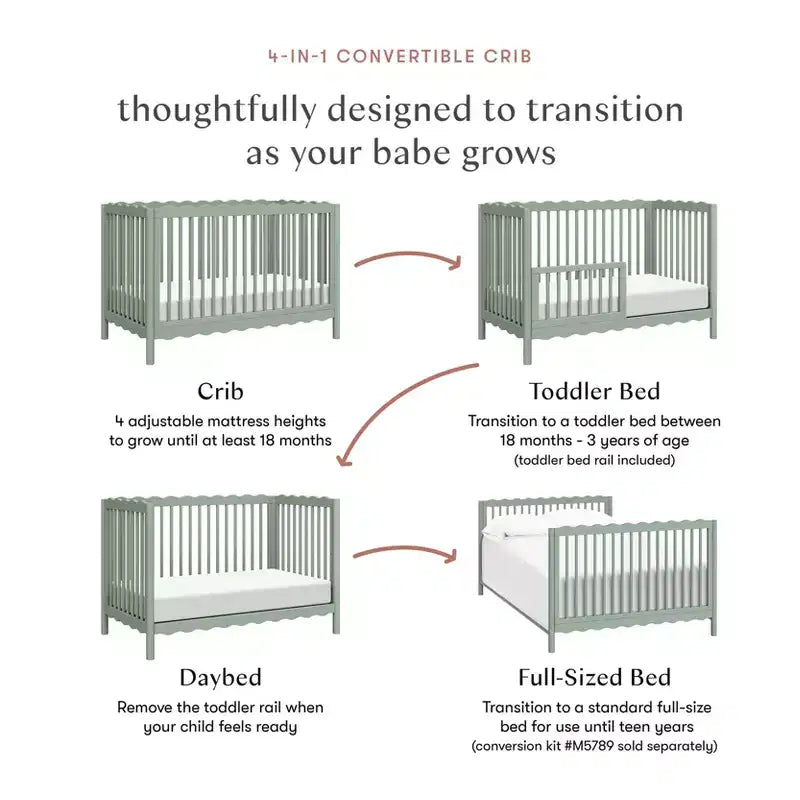 Babyletto Swell 4-in-1 Convertible Crib with Toddler Bed Conversion Kit