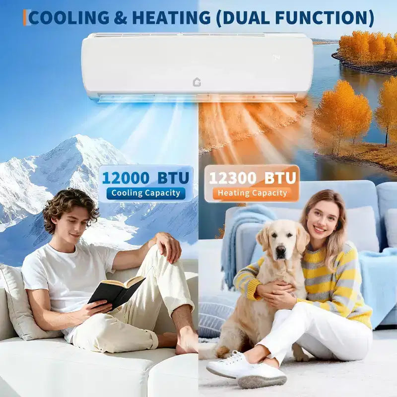Ultra-Quiet 42dB|12000 BTU 19 SEER Ductless Mini-Split Air Conditioner Heat Pump|3-in-1 Cooling, Heating & Dehumidifying|230V White Inverter AC System