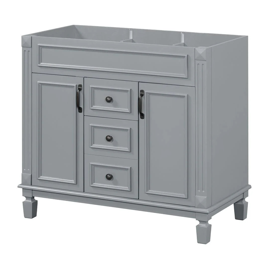 36'' Modern Bathroom Vanity with Top Sink and Mirror Cabinet,2 Doors and 2 Drawers