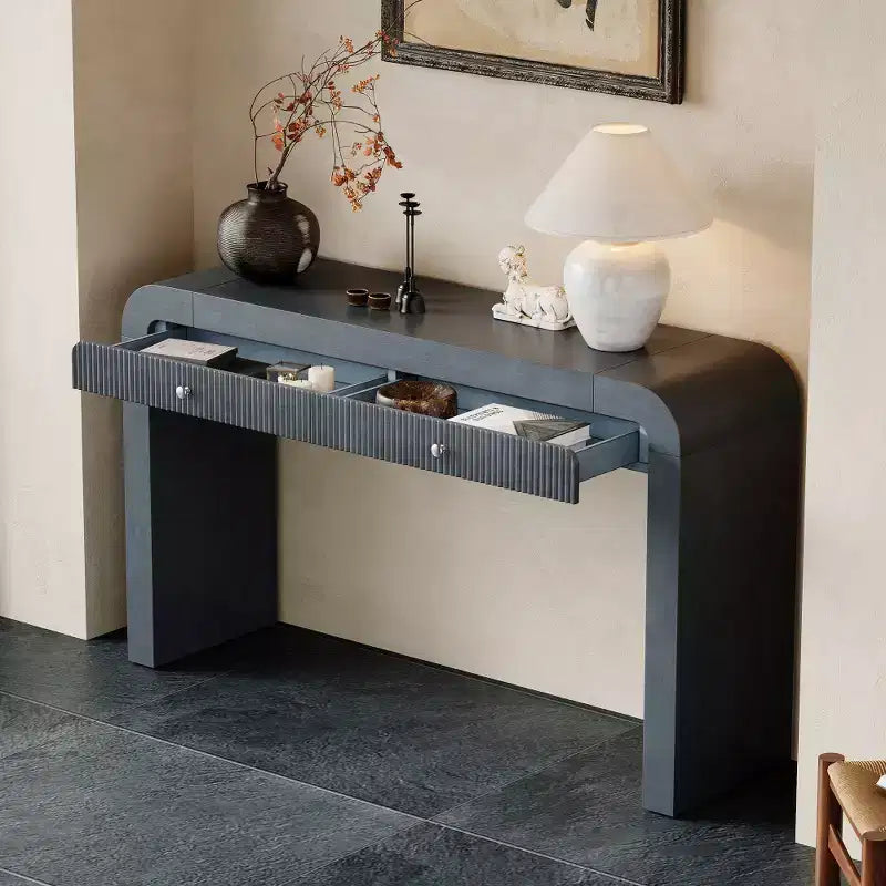 Whisen Rustic Console Table Entryway Table Side Table with Fluted Drawer Front