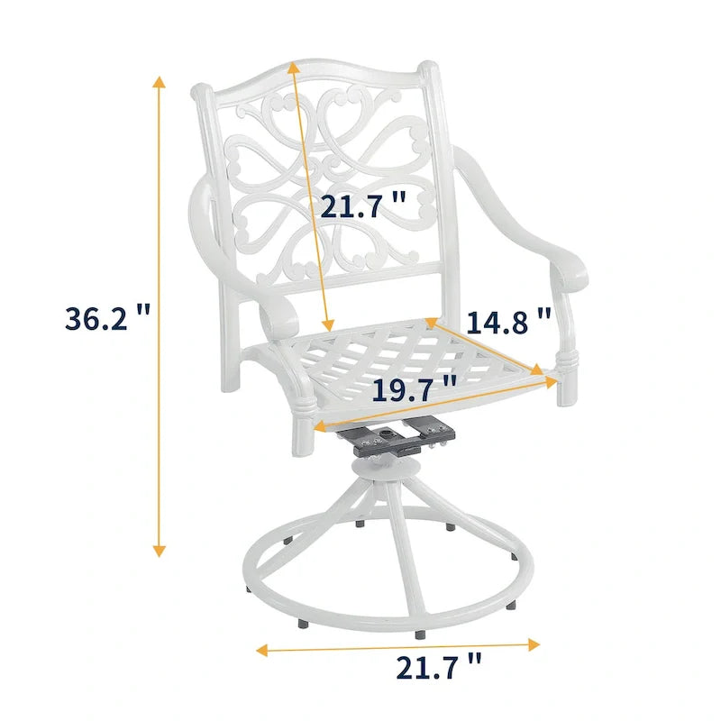 5-Piece Cast Aluminum Patio Dining Set with 4 Swivel Chair