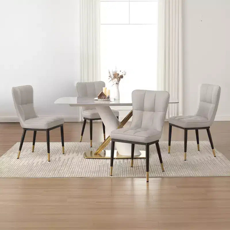 Bekrvio Lot de 6 chaises de salle à manger, modernes, rembourrées, en similicuir, avec haut dossier, pieds en métal, chaises de cuisine sans accoudoirs pour salon et salle à manger