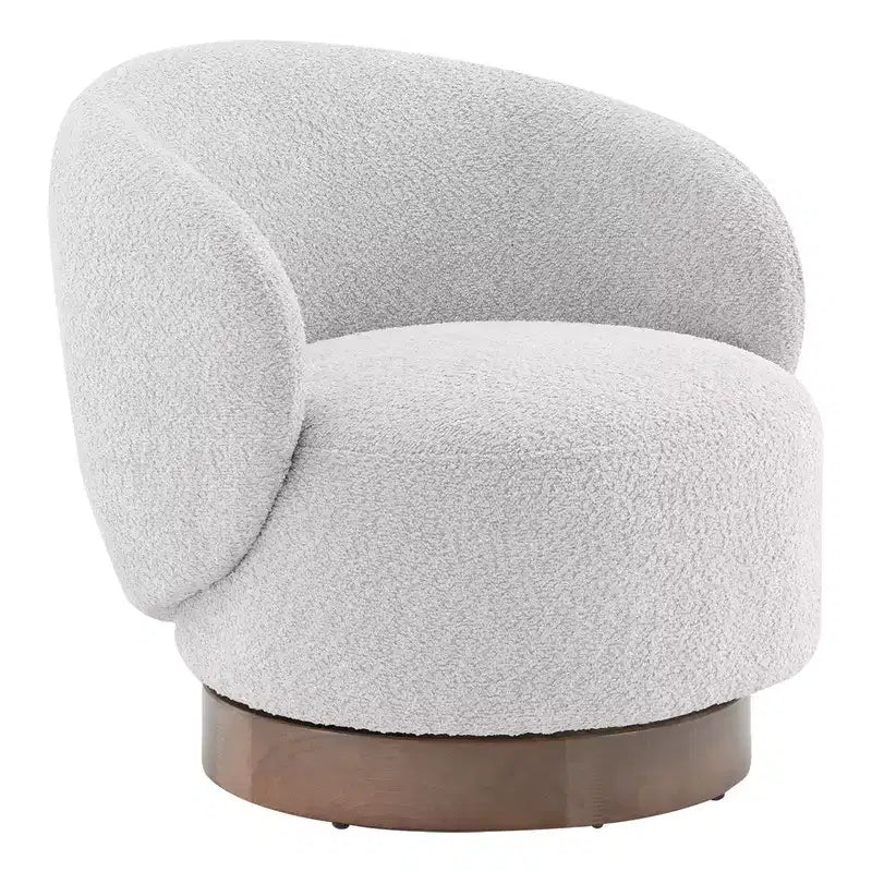 Spruce&Spring Upholstered Swivel Accent Barrel Chair with Wood Base
