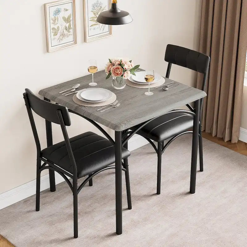 Ensemble table à manger et 2 chaises de cuisine rembourrées