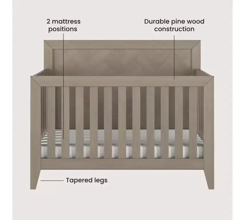 Child Craft Kieran Crib, Double Dresser and Chest Nursery Set, 3-Piece, Includes 4-in-1 Convertible Crib, Dresser and Chest