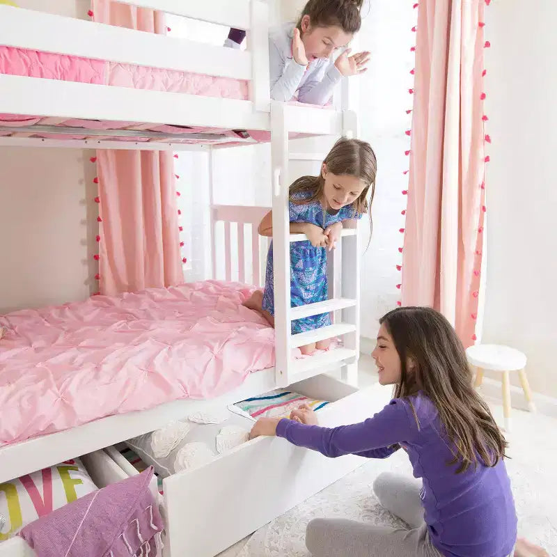 Solid Wood Twin over Twin Bunk Bed for Kids with Underbed Storage Drawers