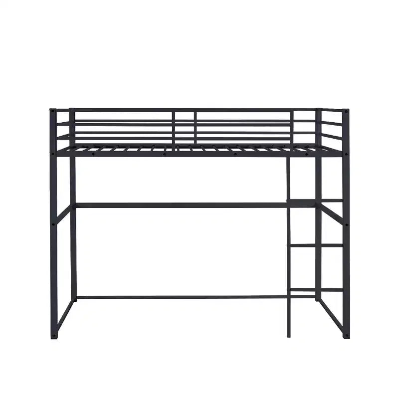 Twin Metal Loft Bed  Guard Rails & Flat Ladder