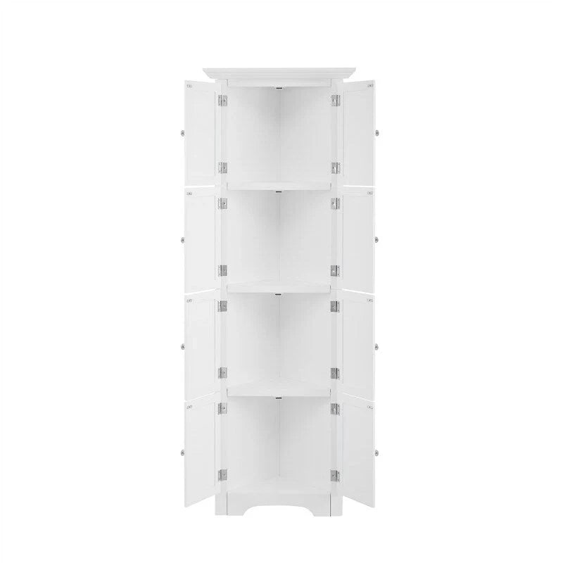 Meuble d'angle de rangement haut avec 8 portes et 4 étagères