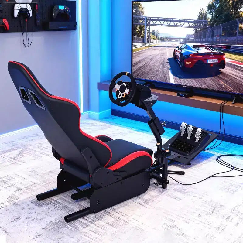 Cockpit de simulation de course pliable, support de volant réglable pour G29/G920/G923, compatible avec Thrustmaster, Fanatec, Hori, Mad Catz, angle de pédale réglable