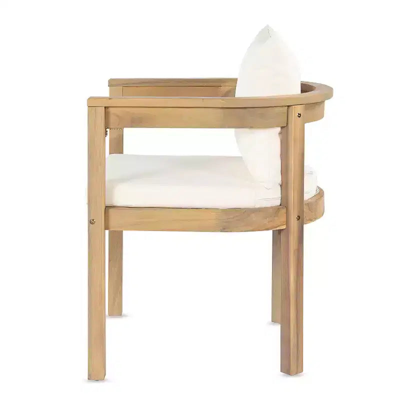 Christopher Knight Home Irene Rustic 9 Piece Outdoor Acacia Wood Dining Set with Curved Backrest Chairs and Cushions