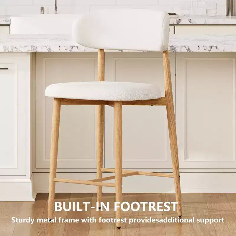 Counter Height Bar Stool with Upholstered Seat & Metal Legs, 26.3 Modern Kitchen Island Chair