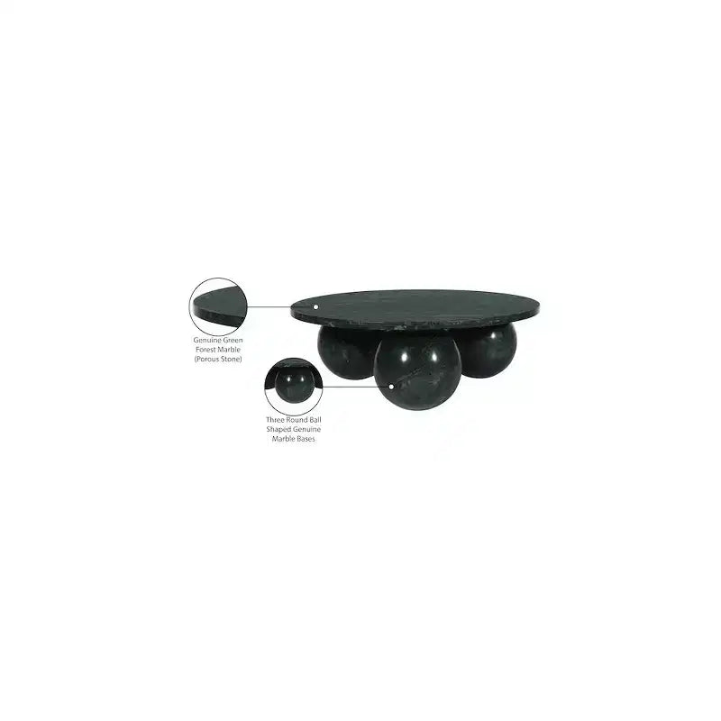 Round Marble Coffee Table with Sphere Legs, Multicolor, Seats 4鈥?