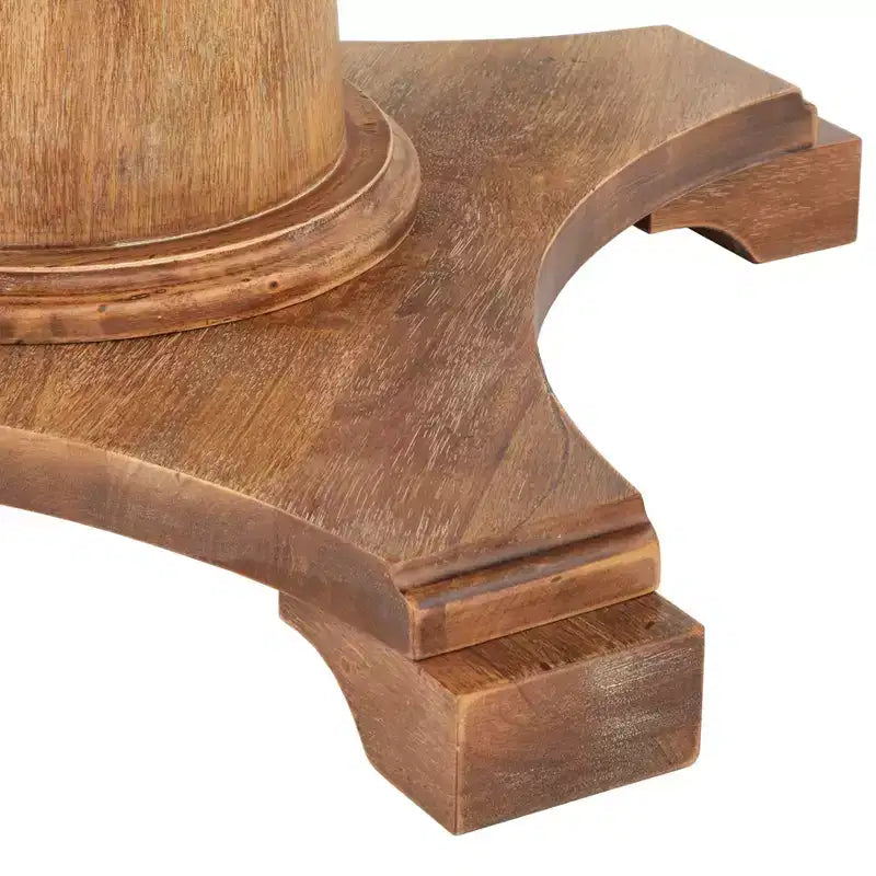 Lifestorey 4pc Kerrington Channel Back Banquette Dining Set Walnut/Cream: Linen-Look Fabric, Pedestal Table