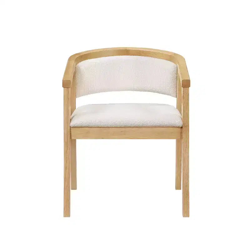 Christopher Knight Home Simon 5 Piece Mid-Century Modern Rubberwood Dining Set with Boucle Upholstered Chairs