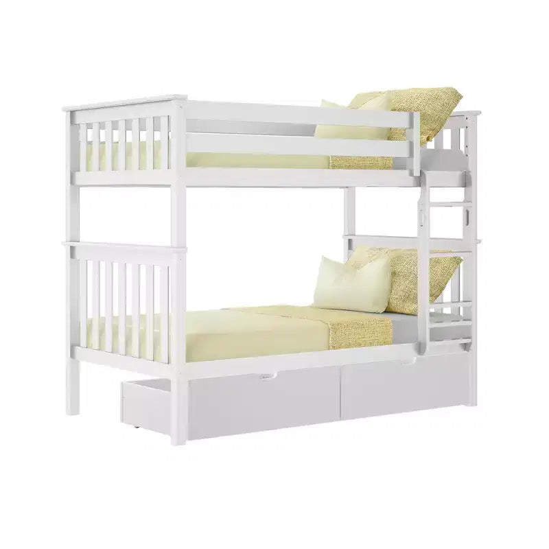 Solid Wood Twin over Twin Bunk Bed for Kids with Underbed Storage Drawers