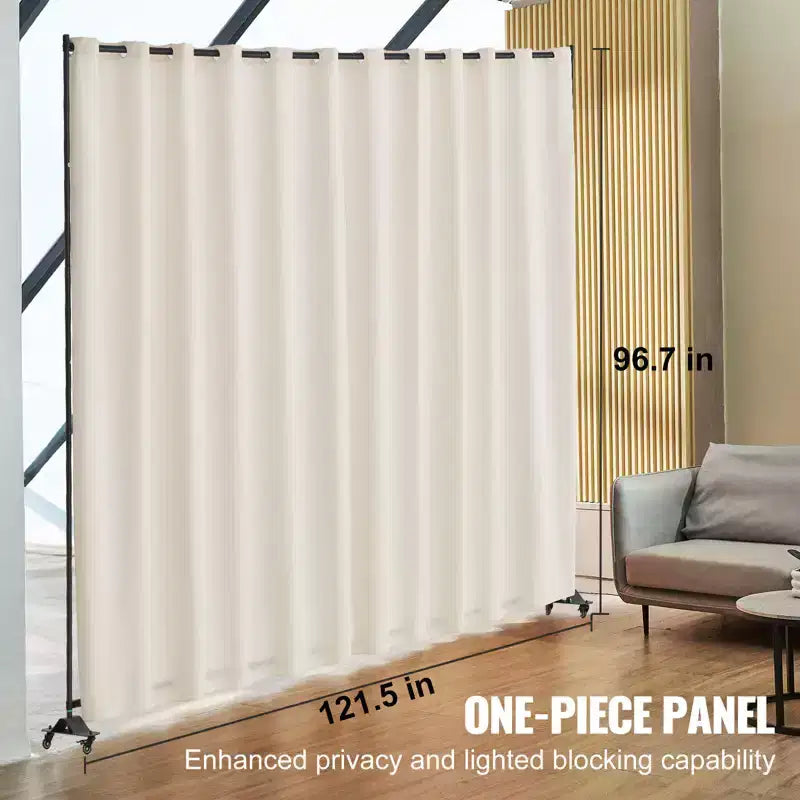 VEVOR Room Divider, Portable Panel Room Divider with Wheels Curtain Divider Stand, Freestanding Room Divider Privacy Screen for Office, Beige