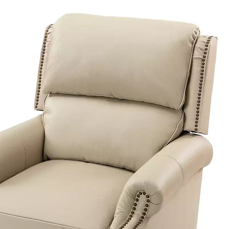 Set of 2 Elisabete Modern Wingback Genuine Leather Recliner with Vintage Nail Head Trim for Living Room and Bedroom| ART OF LIVING DESIGNS