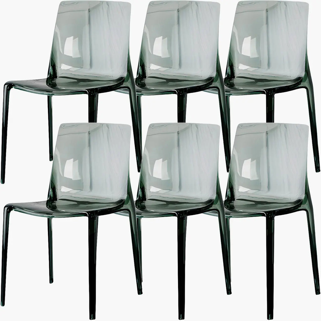 Chaise de salle à manger sans accoudoirs à dossier bas en acrylique ambre