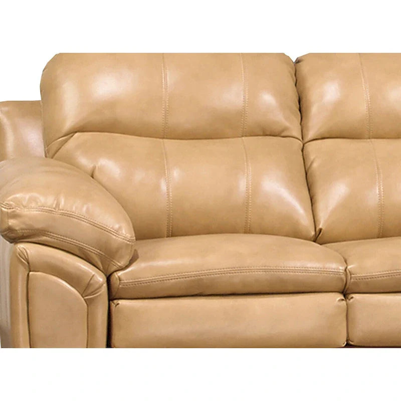 Simon Light Tan Brown Leather Gel Sofa, Loveseat and Chair Set