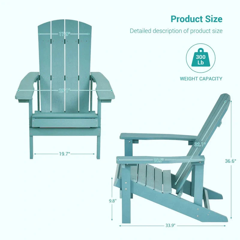 Chaises Adirondack d'extérieur en bois résistantes aux intempéries Bonosuki - Lot de 4