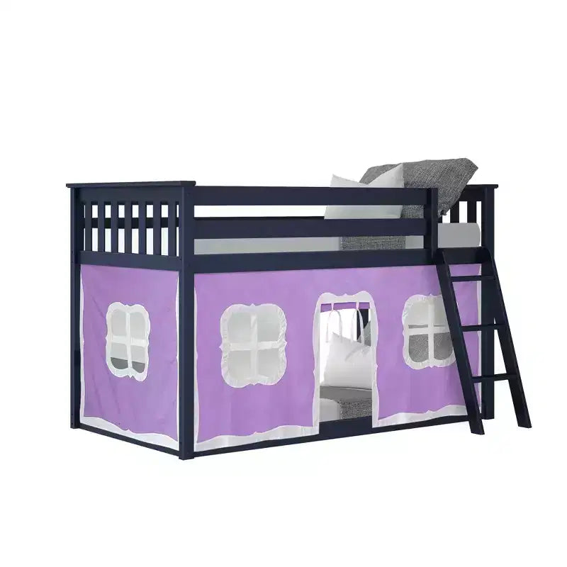 Max & Lily Twin over Twin Low Bunk with Curtains