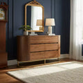 Modern 6-Drawer Dresser with Live Edge Design, Metal Base & Durable Mixed Wood Construction