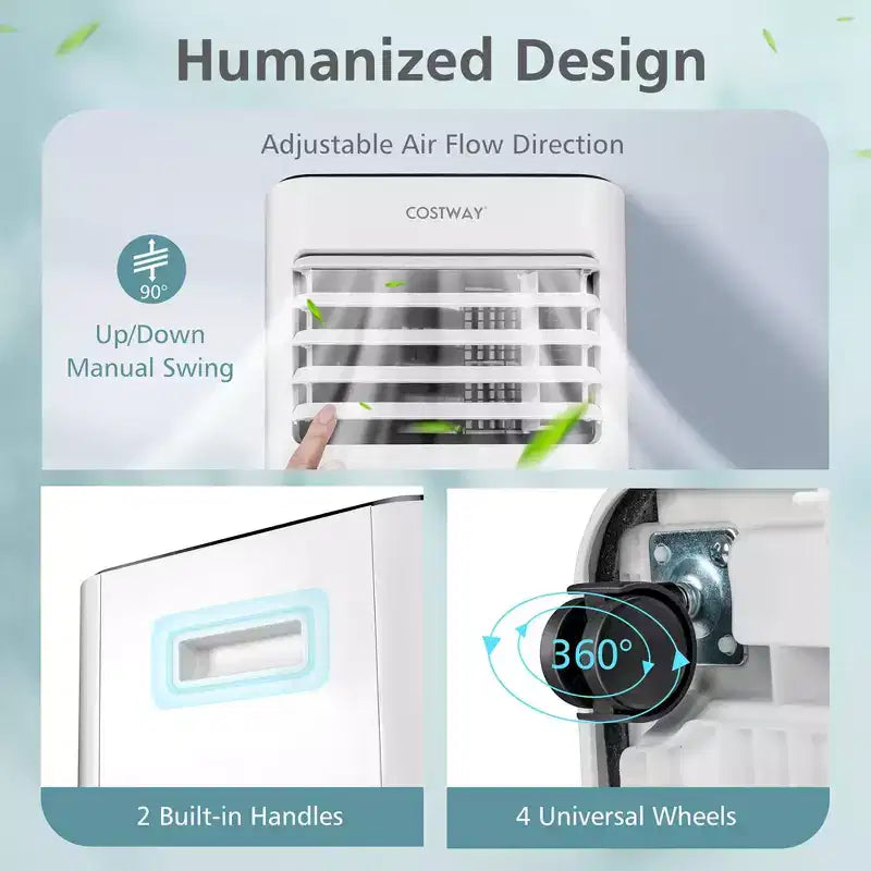 Climatiseur portable 3-en-1 Costway 8000 BTU avec ventilateur, déshumidificateur et mode veille