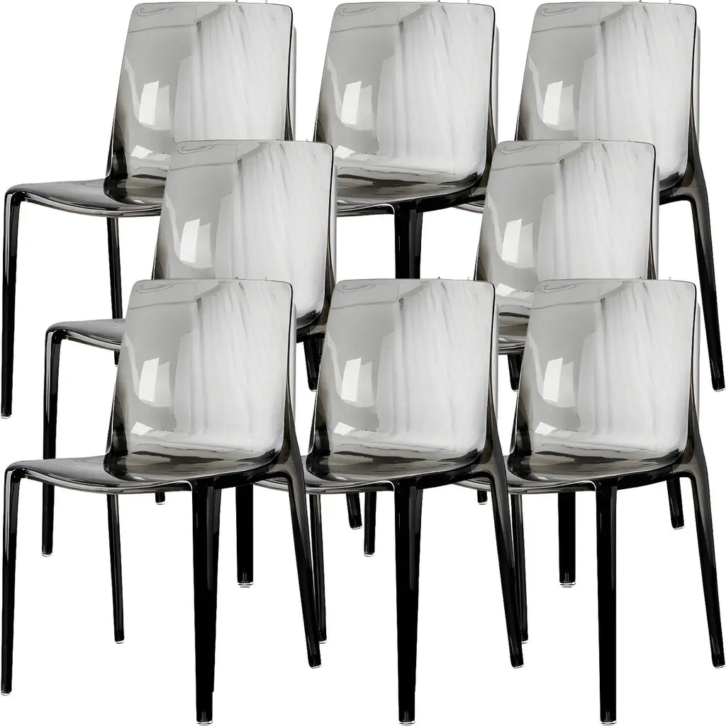 Chaise de salle à manger sans accoudoirs à dossier bas en acrylique ambre