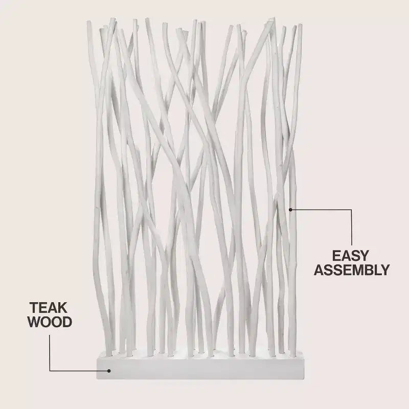 JONATHAN Y Tranquil 39W x 68H Coastal Bohemian Handcrafted Teak Branch Single Panel Room Divider