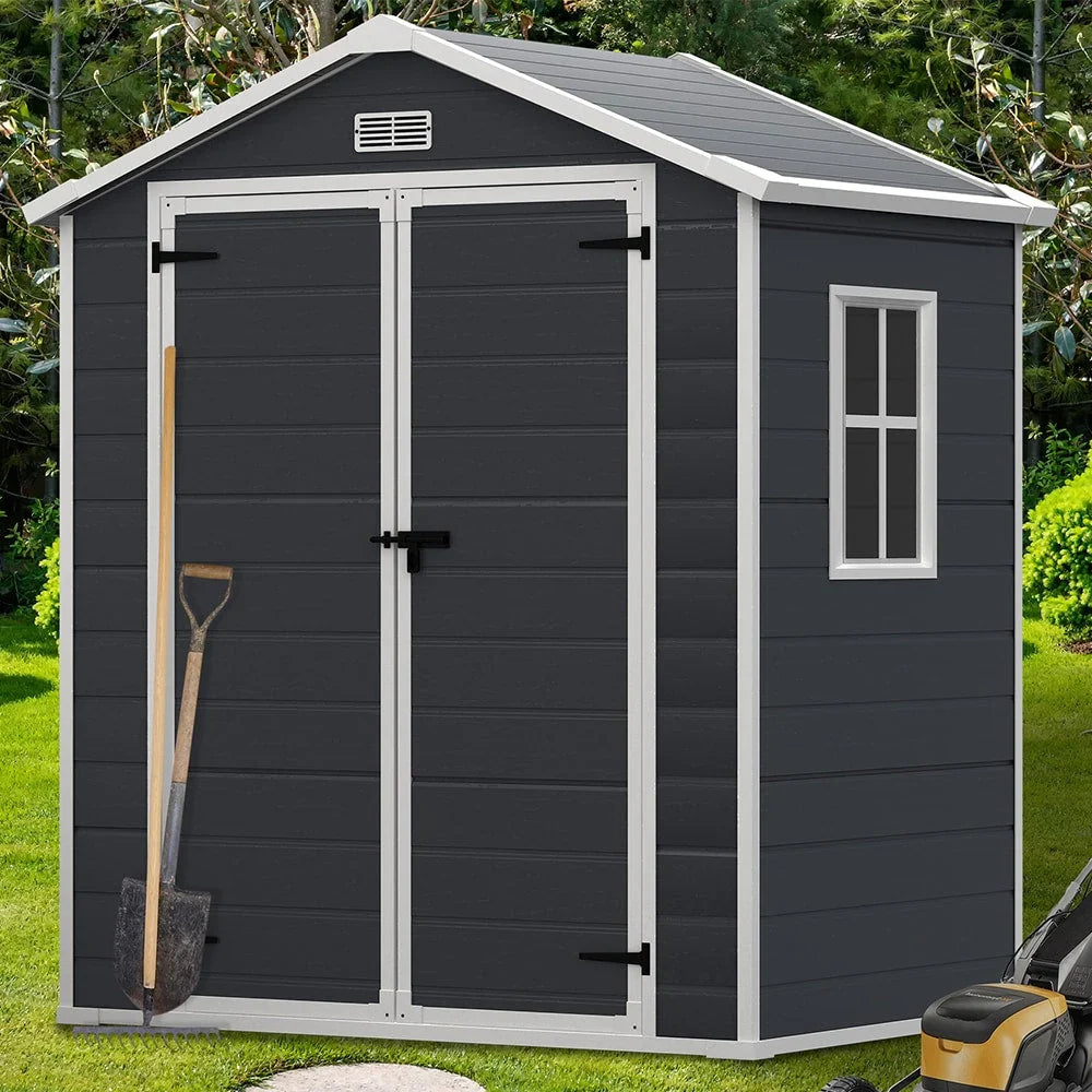 Abri de jardin en résine toutes saisons avec plancher, 1,8 m x 1,2 m/1,8 m x 2,4 m/2,4 m x 1,8 m/2,4 m x 3 m, Spire Tool Shed
