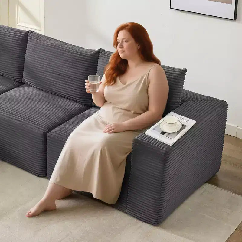 108 Modern Sofa Couch, 3 Seater Upholstered L Shaped Sofa with Pillows, Deep Seat Sofa, No Assembly Required