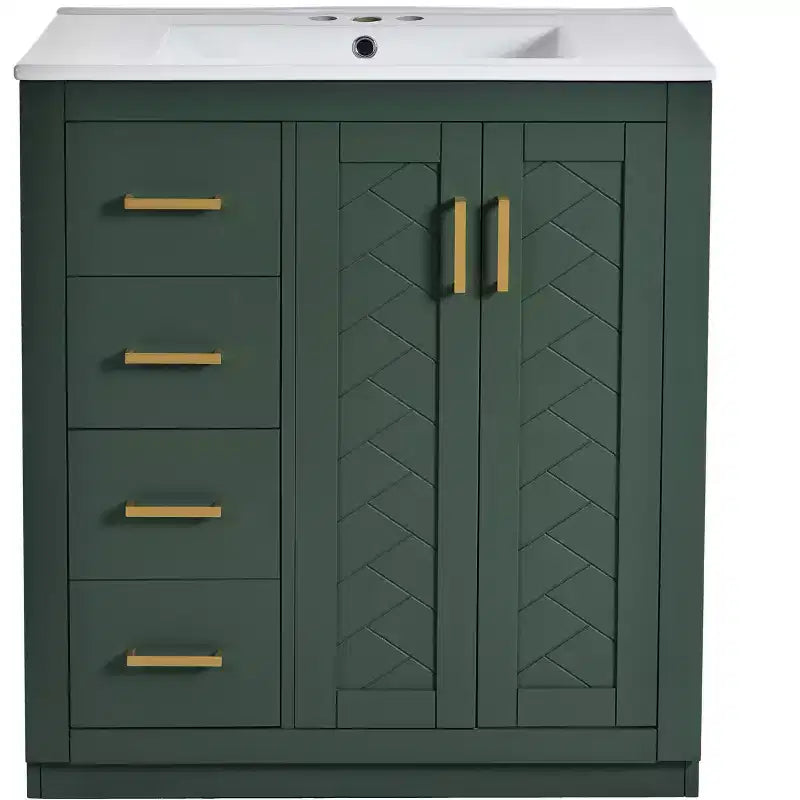 Meuble-lavabo de salle de bain à évier simple de 76 cm avec armoire et 3 tiroirs – Noir / Bleu / Vert / Indigo / Blanc