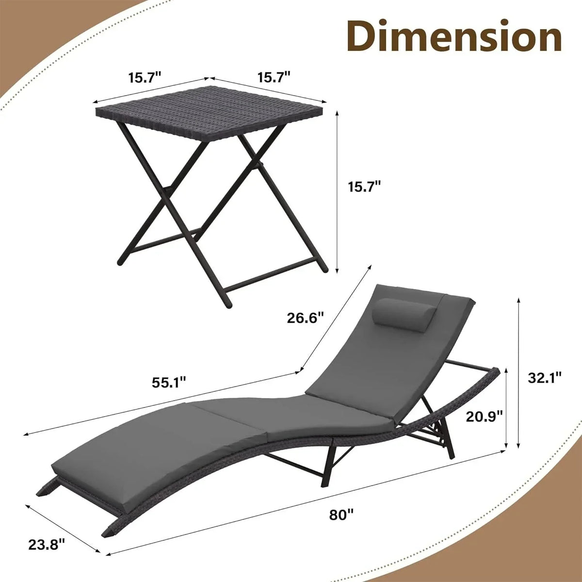 Kullavik 3-PiecesOutdoor Chaise Lounge Set