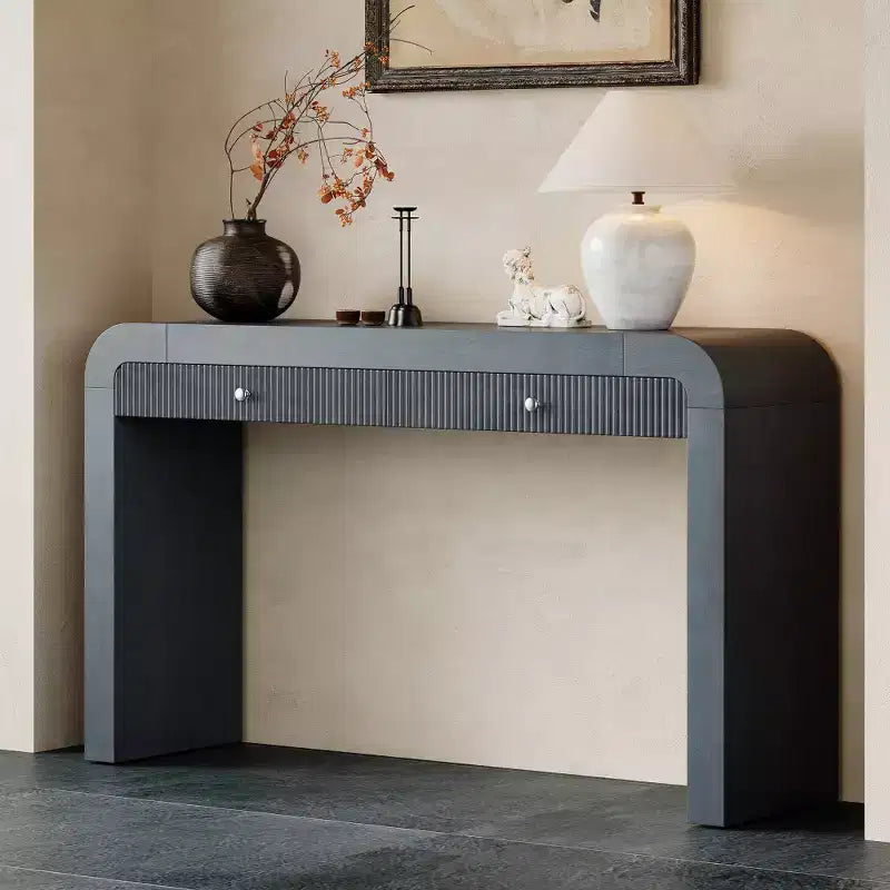 Whisen Rustic Console Table Entryway Table Side Table with Fluted Drawer Front
