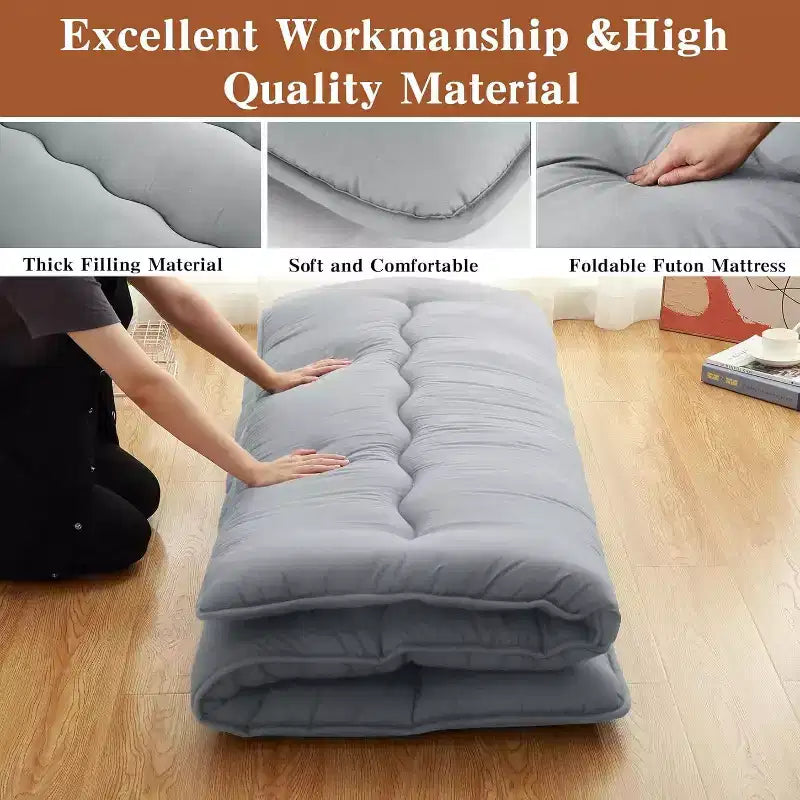 Japanese Futon Mattress, Foldable Floor Sleeping Pad, Tatami Mat for Home, Camping Mattress