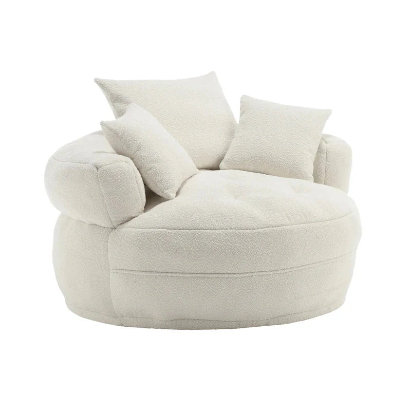 Round Lazy Sofa Chair – White/Blue/Grey/Yellow/Orange/Rose Red/Navy/Green, Single & Couple Seat