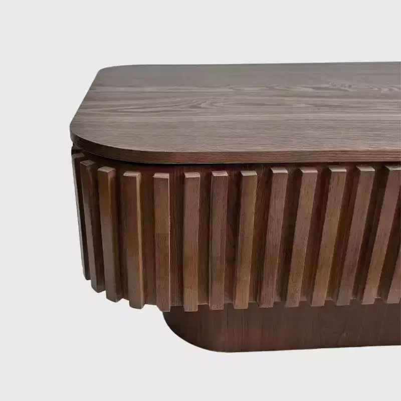 JVNOXK 38.6'' Fluted Lift-Top Coffee Table with Storage, Solid Wood Veneer Adjustable Height Modern Accent Table for Living Room, Bedroom, Walnut