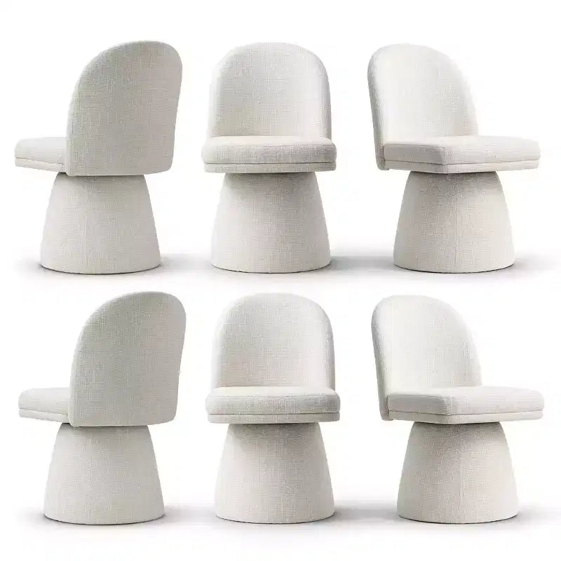 Set of 6 Modern 360 Swivel Armless Dining Chairs with Pedestal-style Base, Elegant Accent Chairs for Kitchen, Dining Room, or Office-Panipeachy