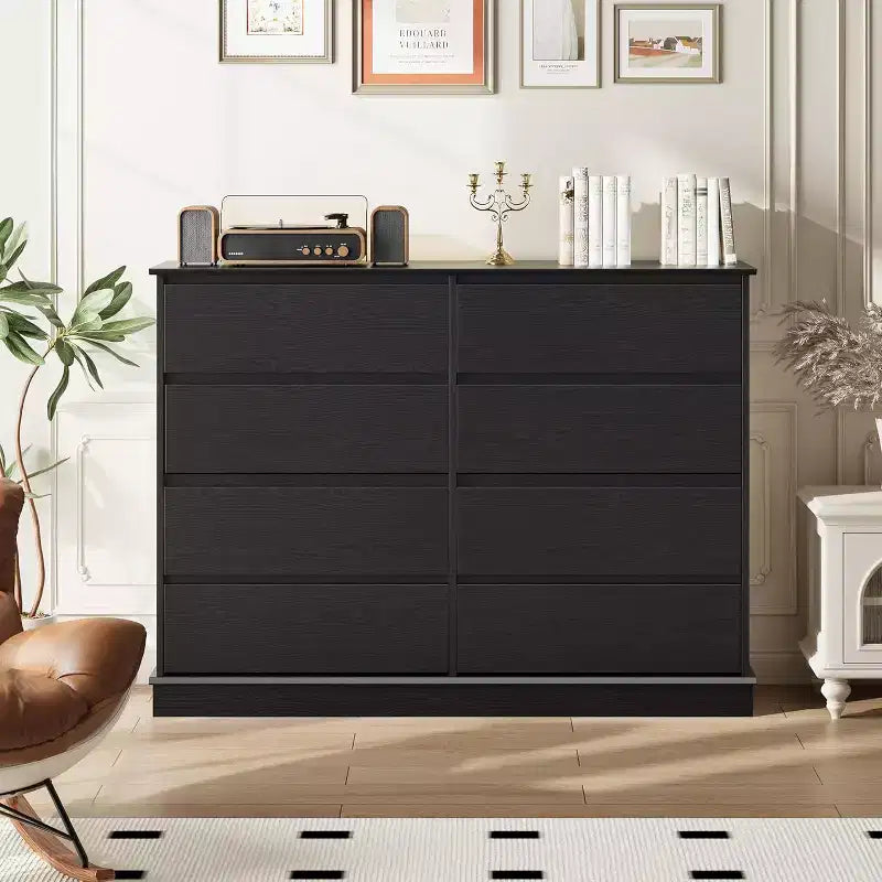 8-Drawer Storage Cabinet, Chest of Drawers with Deep Drawers, Large Wide-Top Closet for Living Room, Hallway, Children's Room