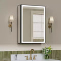 Armoire de toilette avec miroir LED, montage en saillie ou encastré, lumière dimmable, anti-buée, étagères réglables