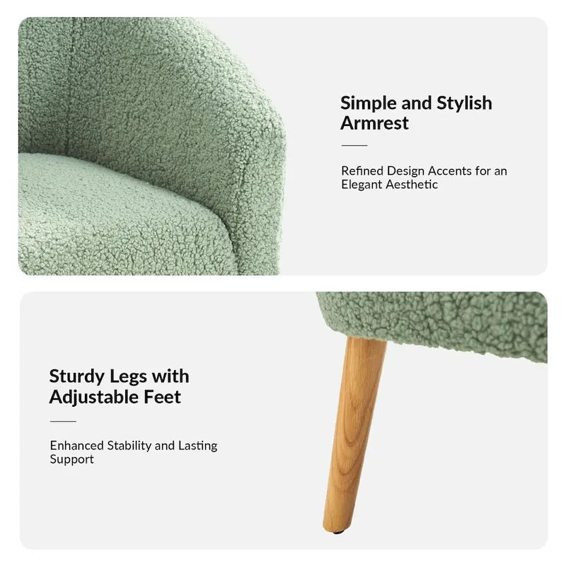 Sheila Modern 30 W Boucle Armchair with Solid Wood Legs Set of 2 by HULALA HOME